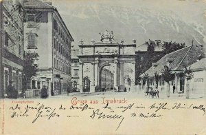 INNSBRUCK AUSTRIA~TRIUMPHPFORTE~1898 PSTMARK ROMMIER & JONAS PHOTO POSTCARD