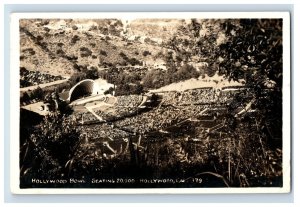 Vintage RPPC Hollywood Bowl Seating 20000 Hollywood CA Postcard Real Photo F124E