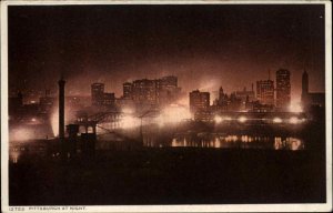 Pittsburgh Pennsylvania PA City at Night Detroit Pub c1910 Vintage Postcard