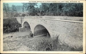 Manassas Virginia VA Civil War Stone Bridge Vintage Postcard