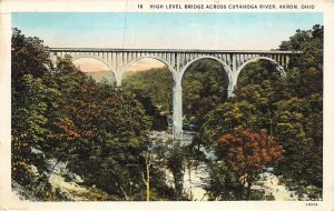 Akron Ohio 1936 Postcard High Level Bridge Across Cuyahoga River