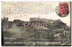 Old Postcard Edinburgh Castle National Galleries