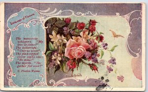 VINTAGE POSTCARD LANGUAGE OF FLOWERS AND PROSE MAILED GRANGEVILLE IDAHO 1909