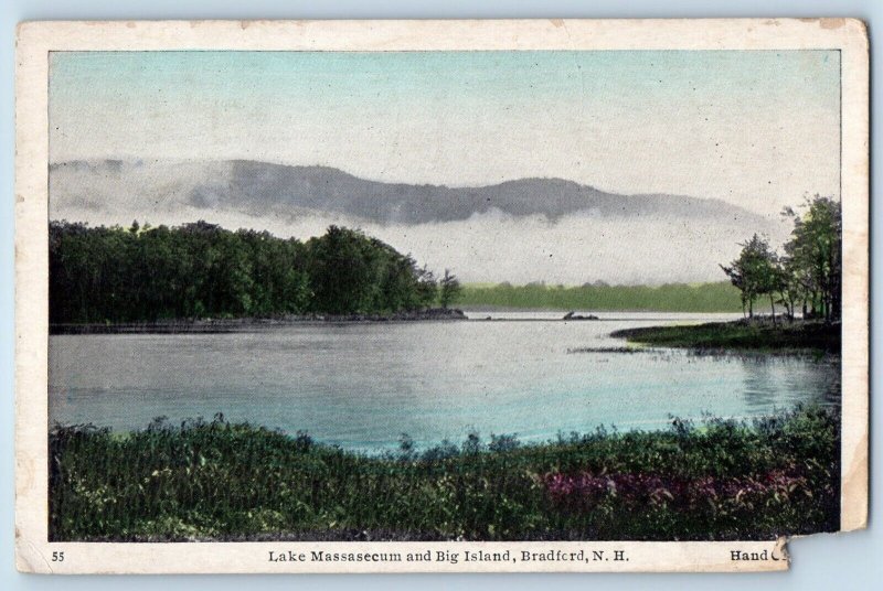 Bradford New Hampshire Postcard Lake Massasecum Big Island 1946 Vintage Antique