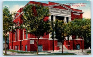 HASTINGS, Nebraska NE ~ CONGREGATIONAL CHURCH c1910s Adams County Postcard