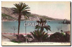 Old Postcard Menton Harbor View and Italy