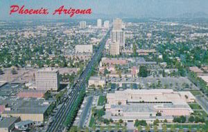 Arizona Phoenix Aerial VIew Showing Central Avenue 1970
