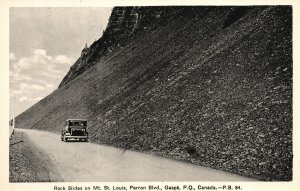 Vintage Postcard 1920's Rock Slides Mt. St. Louis Perron Blvd. Gaspe P.Q. Canada