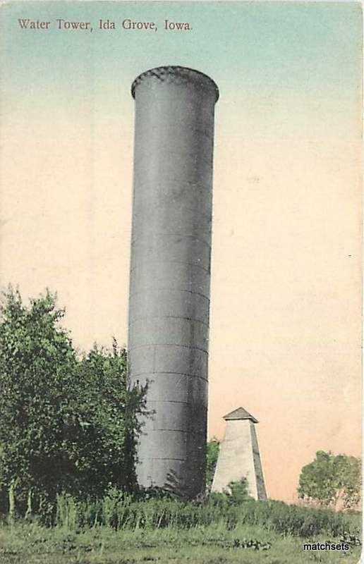 1909 Hand Colored IDA GROVE, IOWA Water Tower Williams 9804 postcard