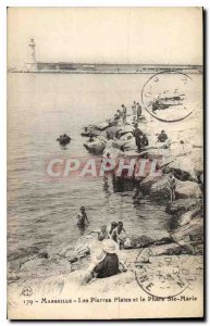 Old Postcard Marseille Les Pierres Plates and Lighthouse St. Mary