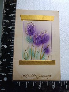 Postcard - Birthday Greetings with Flowers Embossed Art Print