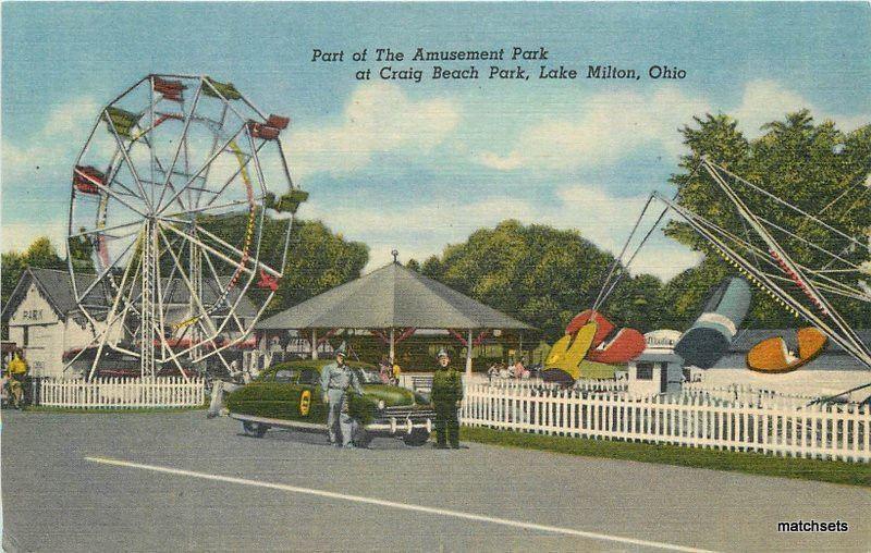 1940s Part Amusement Park Craig Beach Lake Milton Ohio Teich Ferris Wheel 10912