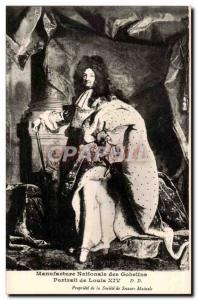 Postcard Old Gobelins Portrait of Louis XIV