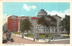 SOUTH BEND, IN Indiana  COURT HOUSE Courthouse & Street View  c1920's Postcard