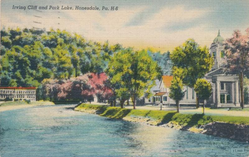 Irving Cliff and Park Lake - Honesdale PA, Pennsylvania - pm 1948 - Linen