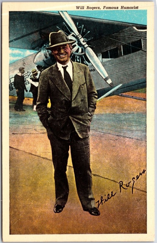 Photo of Will Rogers Famous Humorist Claremore Oklahoma's Son Postcard