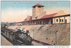 Train At Great Northern Railroad Depot Lower View Everett Washington