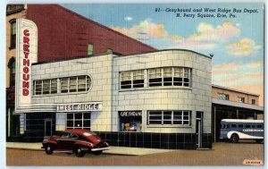 Greyhound West Ridge Bus Depot Erie PA Penn Pennsylvania Postcard (U28)