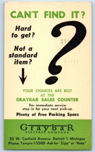 Graybar Electric Co. Graybar Sales Counter Detroit MI Advertising Postal Card