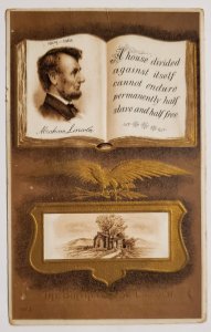 Abraham Lincoln House Divided Page of History Gilded Eagle Emb Postcard R21