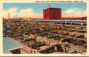 Nebraska Omaha Union Stock Yards Showing Exchange Building Curteich