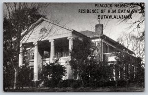 Eutaw Alabama~Henry Moore Eatman Jr Mansion~Peacock Heights~1948 B&W Postcard