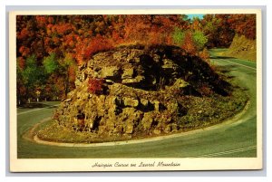 Vintage 1950s Postcard Hairpin Curve Laurel Mountain US 50 West Virginia