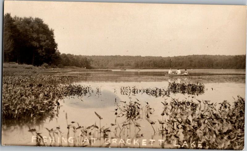 RPPC, Fishing Boat on Brackett Lake Maine Photo Vintage Postcard P14