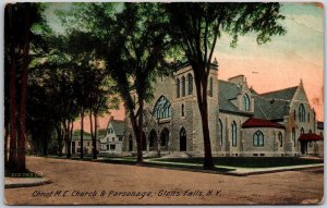 1910's Christ United Methodist Church & Parsonage Glens Falls New York Postcard