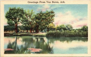 Greetings From Van Buren Arkansas AS Linen Postcard VTG UNP Vintage Unused 