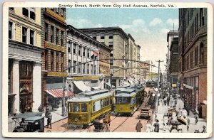 Granby Street North From City Hall Avenue Norfolk Virginia Buses Shops Postcard