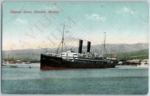 c1910s Honolulu HI Steamer Korea Steamship Boat Ship Steam Hawaii Territory A188