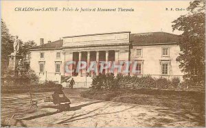 Old Postcard Chalon sur Saone courthouse and monument Thevenin