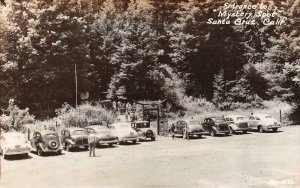 RPPC, Santa Cruz CA California 30's & 40's CARS Parked At MYSTERY SPOT  Postcard