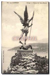 Old Postcard Duingt Statue of Saint Michel