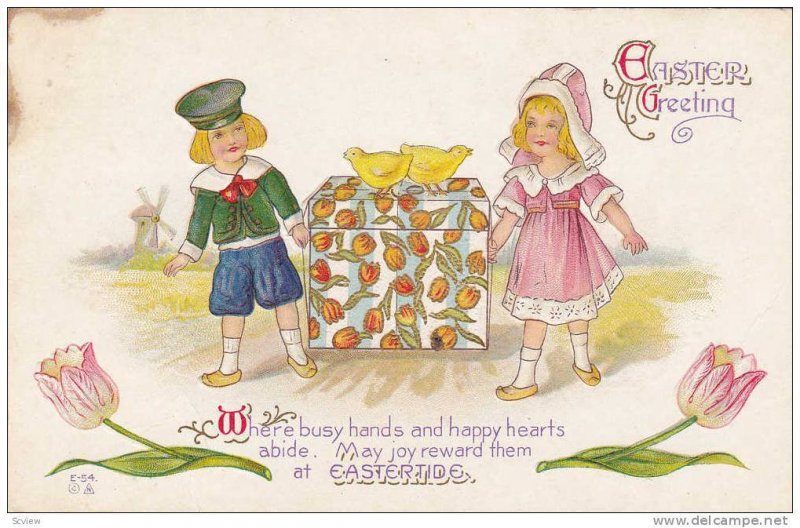 Boy and girl wishing you a happy Easter, PU-1914