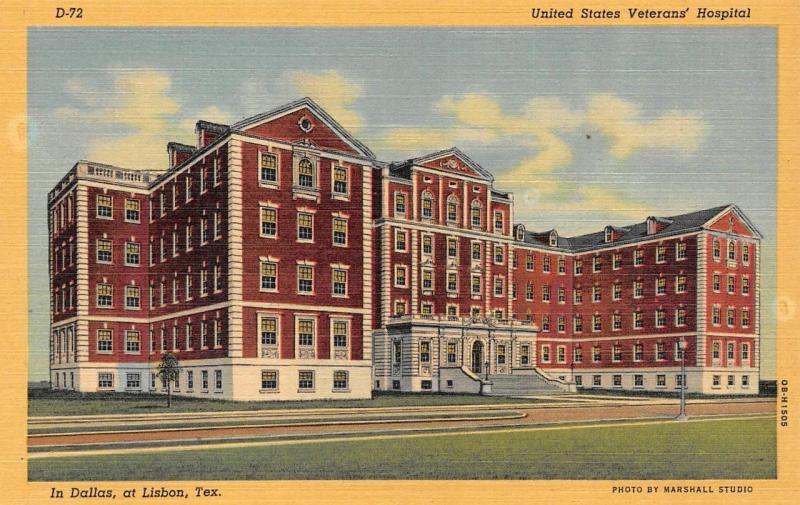 TX, Texas   VETERANS' HOSPITAL In DALLAS at LISBON  Military  c1940's Postcard