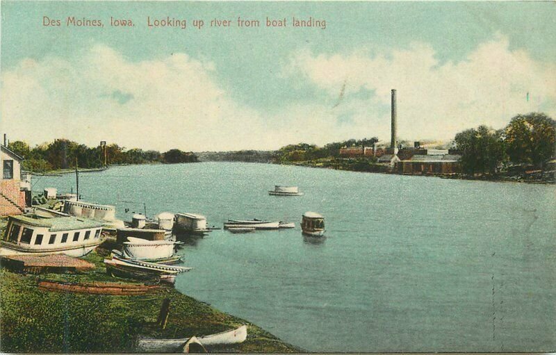 Iowa De Moines Boat Landing #15322 C-1910 Leighton Postcard 22+4402