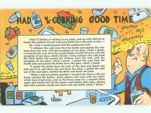 Unused Linen comic DRUNK MAN HAD A CORKING GOOD TIME k3458@