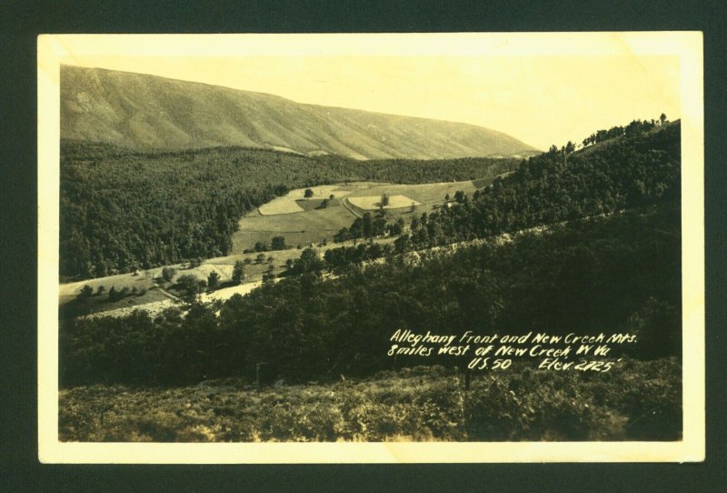 Alleghany Front & New Creek Mts. West Of New Creek W. Va. Postcard RPPC