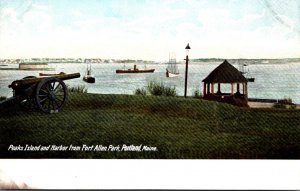 Maine Portland Peaks Island and Harbor From Fort Allen Park