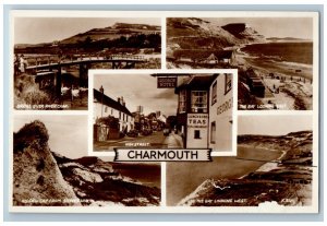 Charmouth Dorset England RPPC Photo Postcard High Street Bridge Multiview c1920s