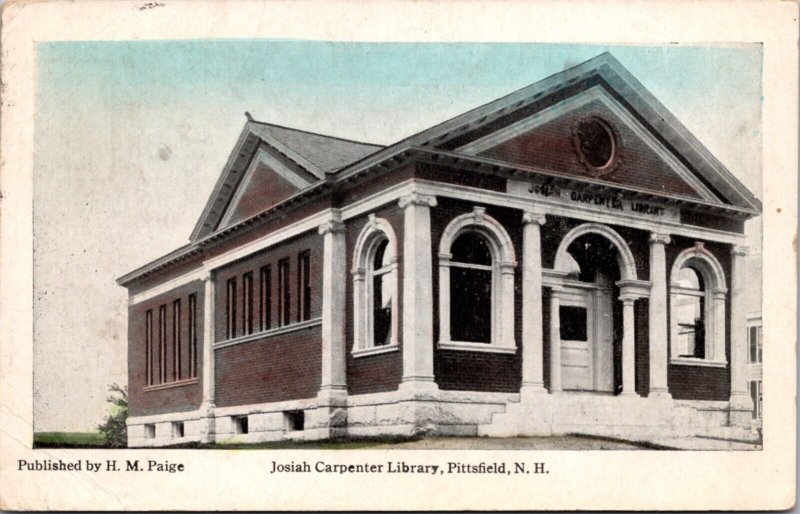 Postcard Josiah Carpenter Library in Pittsfield, New Hampshire