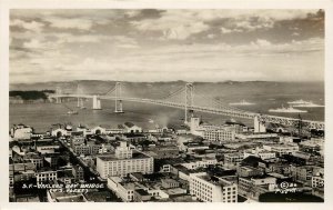 RPPC San Francisco Oakland Bay Bridge & US Navy Fleet Piggott 1181 Unposted