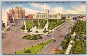 Chelsea Park High School And Mayfair Apartment Atlantic City New Jersey Postcard