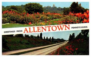 Postcard GARDEN SCENE Allentown Pennsylvania PA AT5506