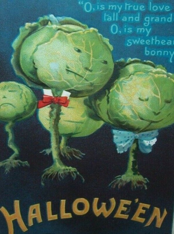 Vintage Halloween Postcard Ellen Clapsaddle Anthropomorphic Cabbage 978 Embossed