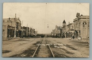 WINFIELD KS MAIN STREET SCENE TROLLEY ANTIQUE REAL PHOTO POSTCARD RPPC