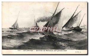 Le Havre - Rentree boats in rough sea - Old Postcard