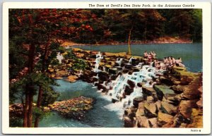 Arkansas AR, The Dam at Devil's Den State Park, in Ozarks, Vintage Postcard